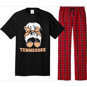 Tennessee State Orange Usa Messy Bun Hair Pride Pajama Set