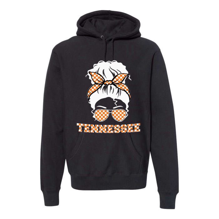 Tennessee State Orange Usa Messy Bun Hair Pride Premium Hoodie