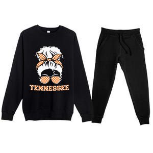 Tennessee State Orange Usa Messy Bun Hair Pride Premium Crewneck Sweatsuit Set