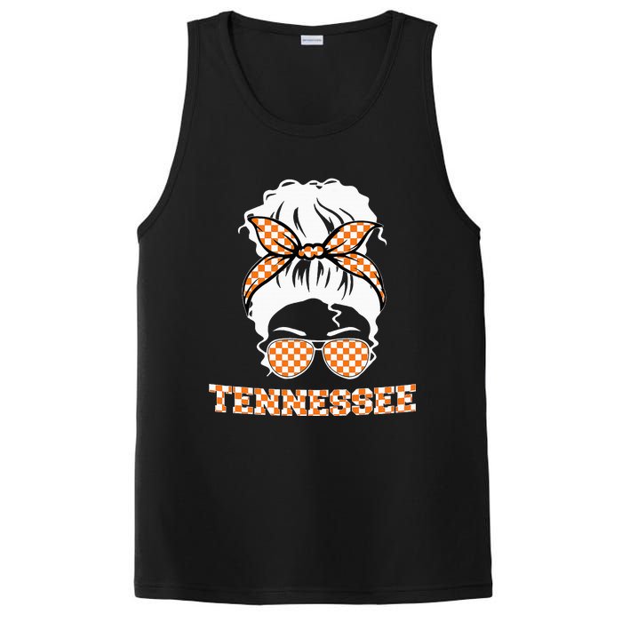 Tennessee State Orange Usa Messy Bun Hair Pride PosiCharge Competitor Tank