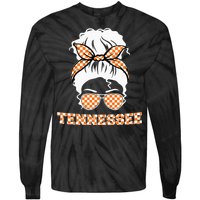 Tennessee State Orange Usa Messy Bun Hair Pride Tie-Dye Long Sleeve Shirt