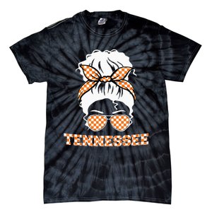 Tennessee State Orange Usa Messy Bun Hair Pride Tie-Dye T-Shirt