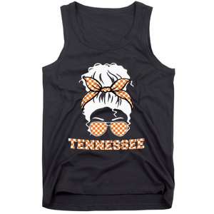 Tennessee State Orange Usa Messy Bun Hair Pride Tank Top