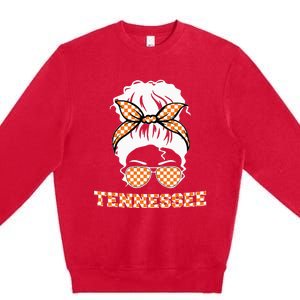 Tennessee State Orange Usa Messy Bun Hair Pride Premium Crewneck Sweatshirt