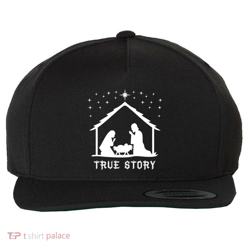 True Story Of Jesus Birth Christmas Nativity Catholic Gift Wool Snapback Cap