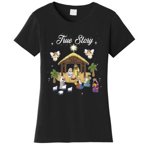 True Story Of Jesus Birth Christmas Nativity Catholic Women's T-Shirt