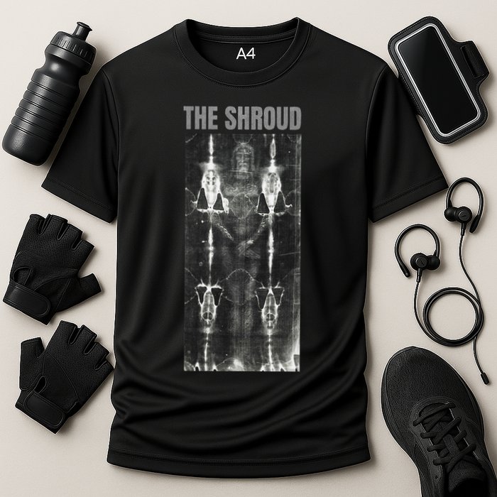 The Shroud of Turin Burial Cloth of Jesus Potentially Cooling Performance Crew T-Shirt