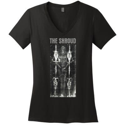 The Shroud of Turin Burial Cloth of Jesus Potentially Women's V-Neck T-Shirt