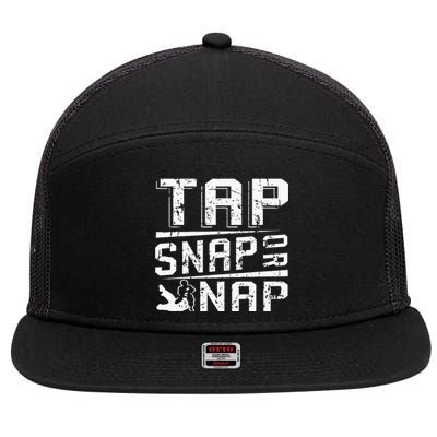 Tap Snap Or Nap Jiu Jitsu Brazilian Bjj 7 Panel Mesh Trucker Snapback Hat