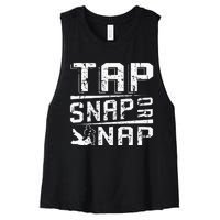 Tap Snap Or Nap Jiu Jitsu Brazilian Bjj Women's Racerback Cropped Tank