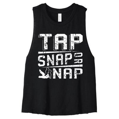 Tap Snap Or Nap Jiu Jitsu Brazilian Bjj Women's Racerback Cropped Tank