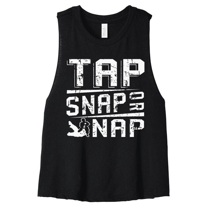 Tap Snap Or Nap Jiu Jitsu Brazilian Bjj Women's Racerback Cropped Tank