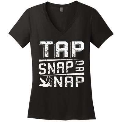 Tap Snap Or Nap Jiu Jitsu Brazilian Bjj Women's V-Neck T-Shirt