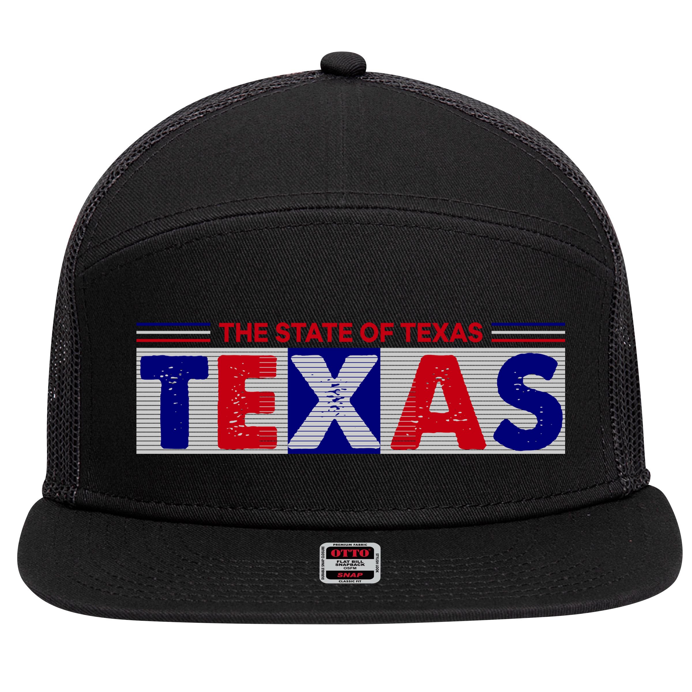 The State Of Texas Logo 7 Panel Mesh Trucker Snapback Hat