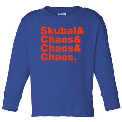 Tarik Skubal & Pitching Chaos Detroit Baseball Toddler Long Sleeve Shirt