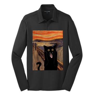 The Scream Picture Munch Cats Mice Parody Silk Touch Performance Long Sleeve Polo