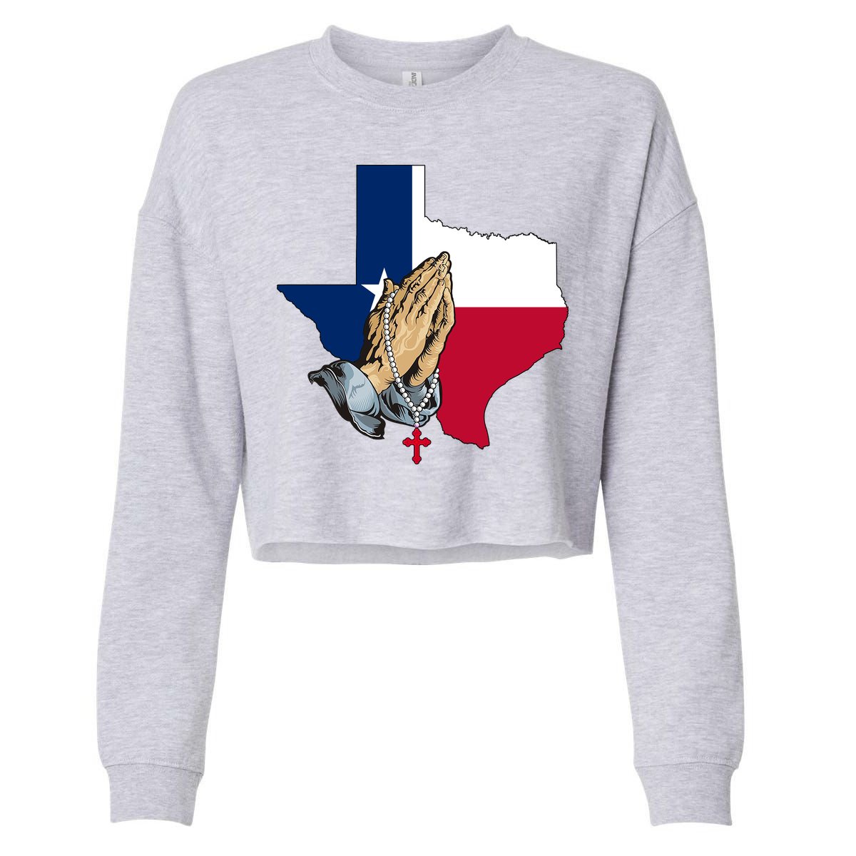 Texas Strong Pray For Uvalde Cropped Pullover Crew