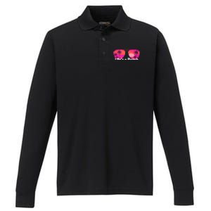 Tropical Sunset Paradise Performance Long Sleeve Polo