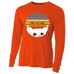 The Sneaky Peeky Cat Nope Not Today Gift Cooling Performance Long Sleeve Crew