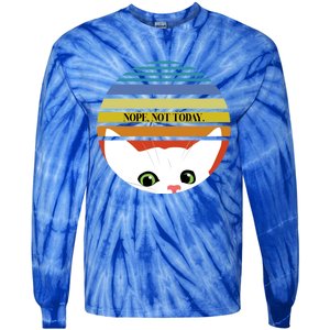 The Sneaky Peeky Cat Nope Not Today Gift Tie-Dye Long Sleeve Shirt