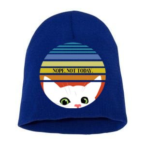 The Sneaky Peeky Cat Nope Not Today Gift Short Acrylic Beanie