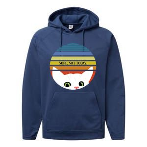 The Sneaky Peeky Cat Nope Not Today Gift Performance Fleece Hoodie