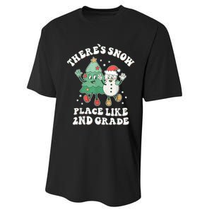 There’s Snow Place Like 2nd Grade Merry Teacher Xmas Snowman Performance Sprint T-Shirt