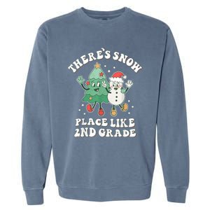 There’s Snow Place Like 2nd Grade Merry Teacher Xmas Snowman Garment-Dyed Sweatshirt