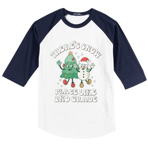 There’s Snow Place Like 2nd Grade Merry Teacher Xmas Snowman Baseball Sleeve Shirt