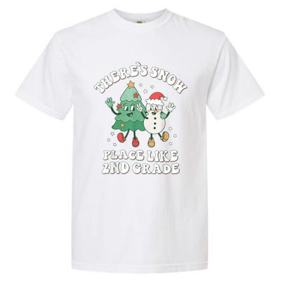 There’s Snow Place Like 2nd Grade Merry Teacher Xmas Snowman Garment-Dyed Heavyweight T-Shirt