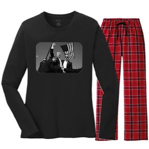 Trump Shot Pennsylvania 14th July Rally Shot Legend Usa 2024 Women's Long Sleeve Flannel Pajama Set 