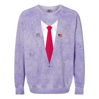 Tuxedo Suit Presidents Day Gift Joe Biden Pin Costume 2020 Colorblast Crewneck Sweatshirt