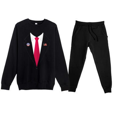 Tuxedo Suit Presidents Day Gift Joe Biden Pin Costume 2020 Premium Crewneck Sweatsuit Set