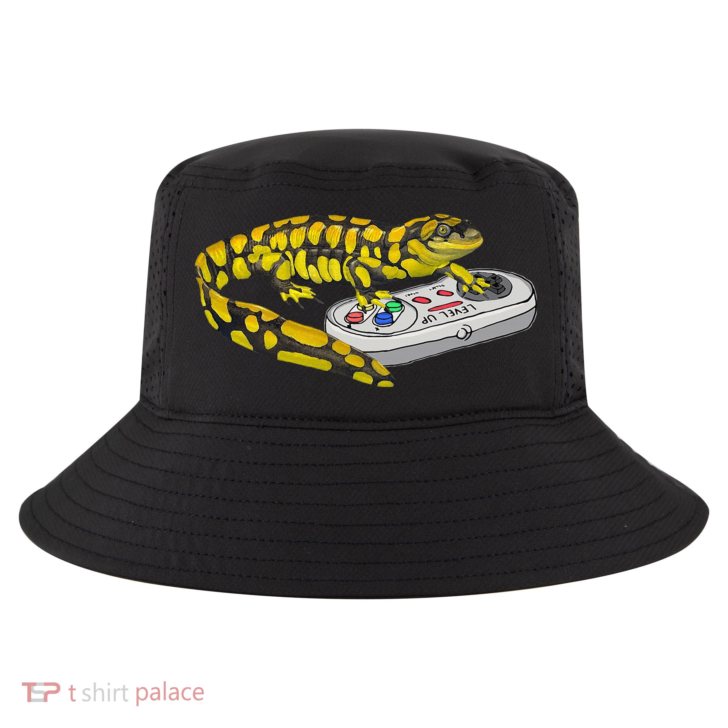 Tiger Salamander Playing Video Game Salamanders Gamers Cool Comfort Performance Bucket Hat