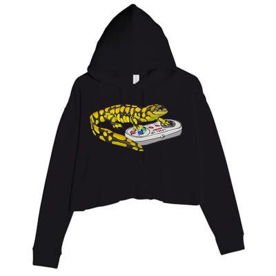 Tiger Salamander Playing Video Game Salamanders Gamers Crop Fleece Hoodie