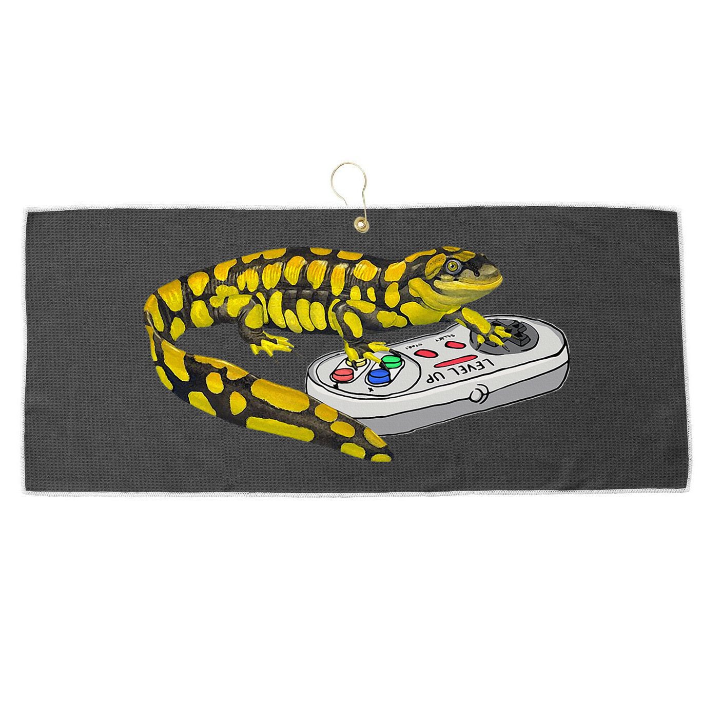 Tiger Salamander Playing Video Game Salamanders Gamers Large Microfiber Waffle Golf Towel