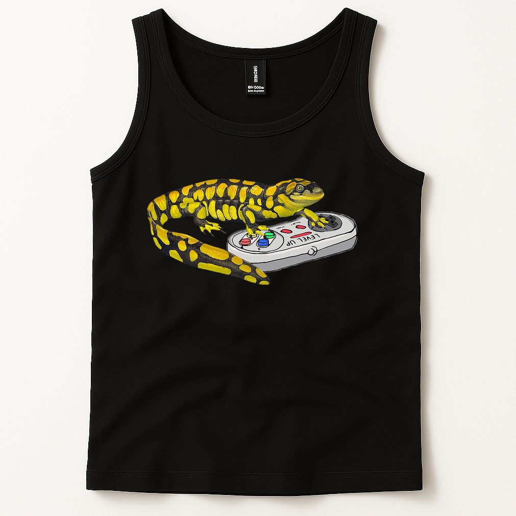 Tiger Salamander Playing Video Game Salamanders Gamers Tank Top