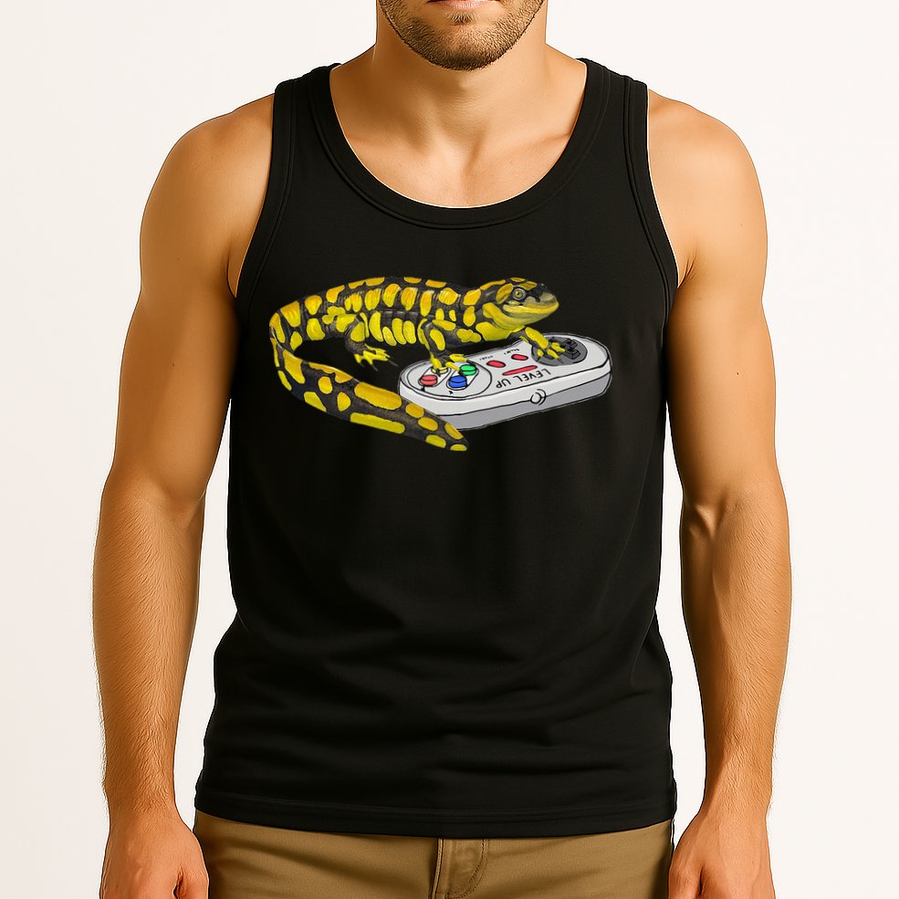 Tiger Salamander Playing Video Game Salamanders Gamers Tank Top