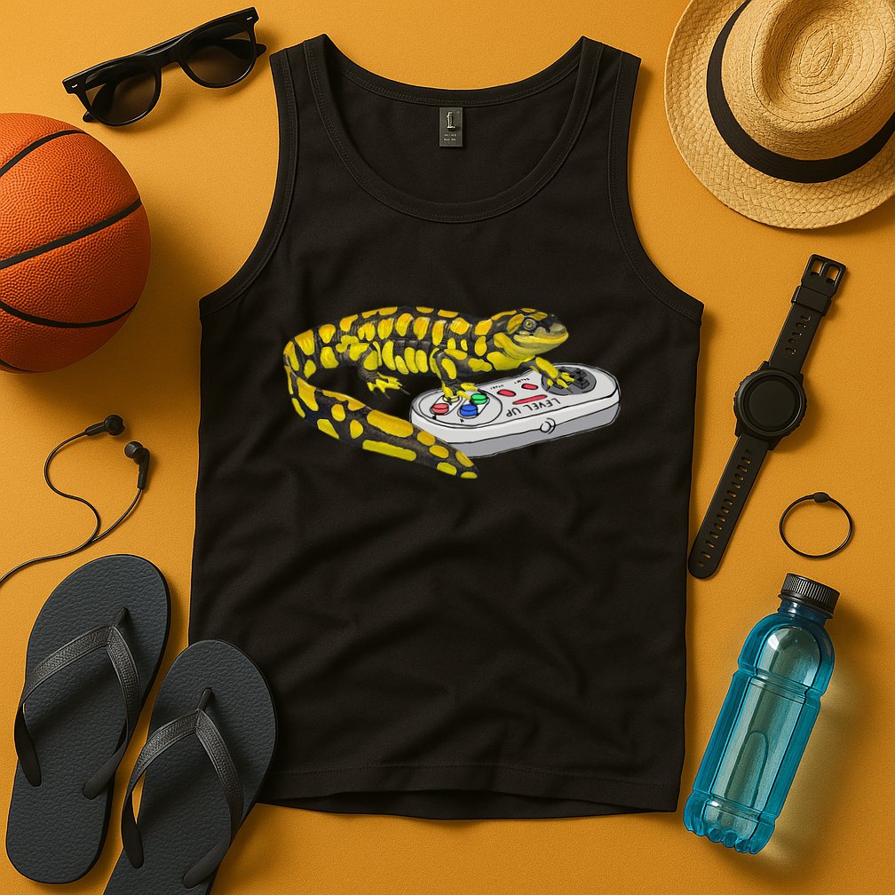 Tiger Salamander Playing Video Game Salamanders Gamers Tank Top