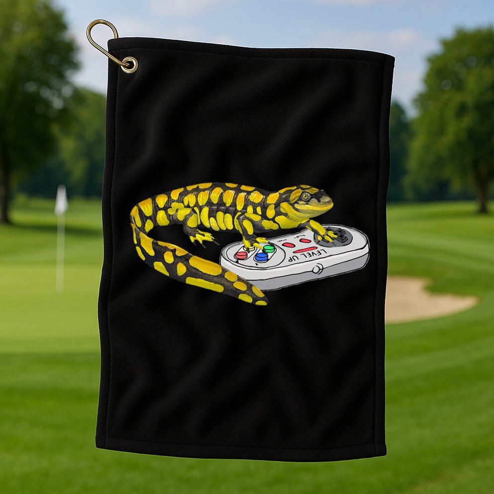 Tiger Salamander Playing Video Game Salamanders Gamers Golf Towel