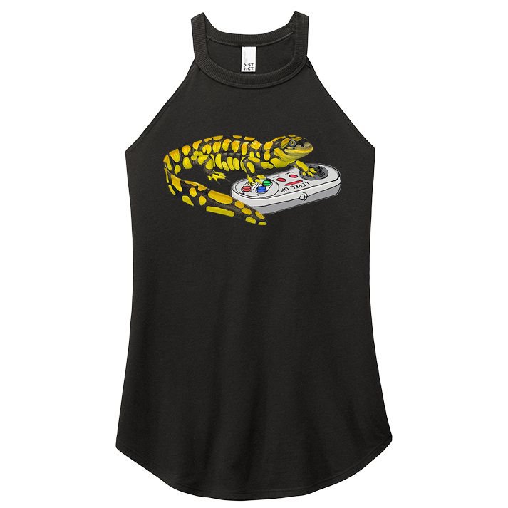 Tiger Salamander Playing Video Game Salamanders Gamers Women's Perfect Tri Rocker Tank