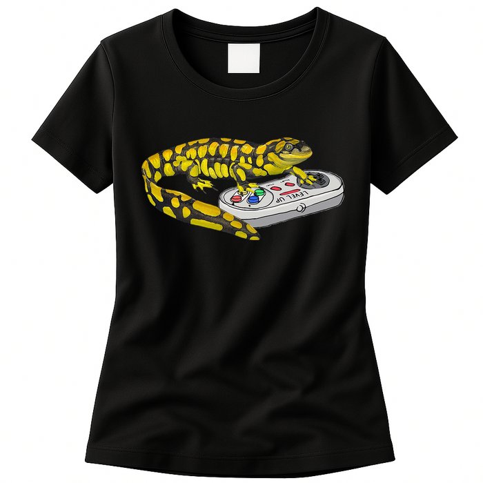 Tiger Salamander Playing Video Game Salamanders Gamers Womens T-Shirt