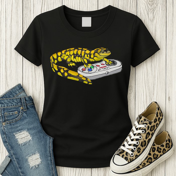 Tiger Salamander Playing Video Game Salamanders Gamers Womens T-Shirt