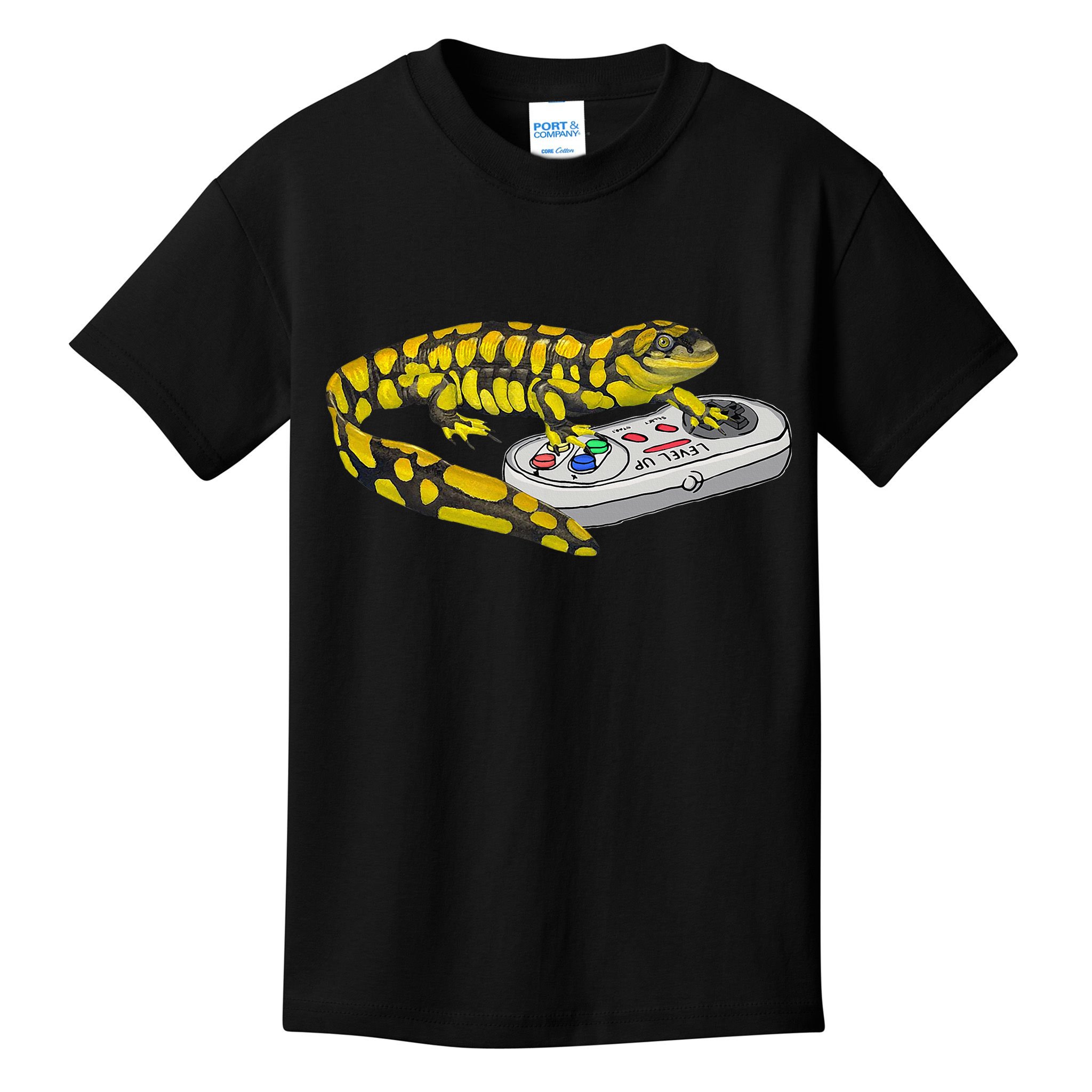 Tiger Salamander Playing Video Game Salamanders Gamers Kids T-Shirt