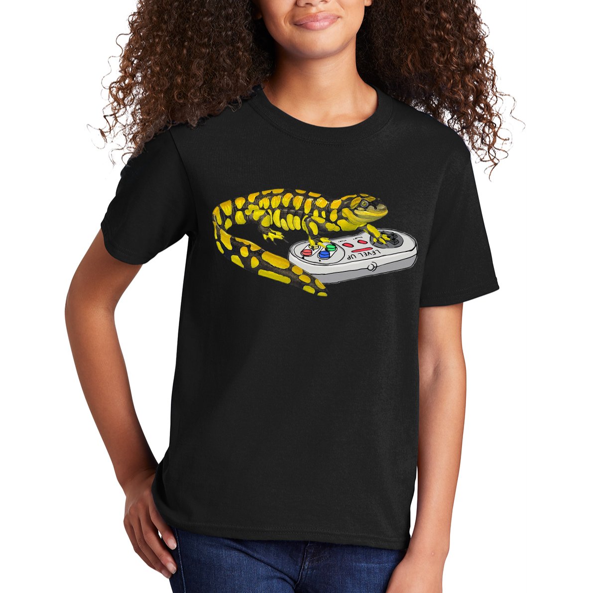 Tiger Salamander Playing Video Game Salamanders Gamers Kids T-Shirt
