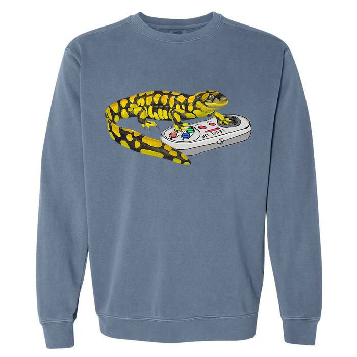 Tiger Salamander Playing Video Game Salamanders Gamers Garment-Dyed Sweatshirt