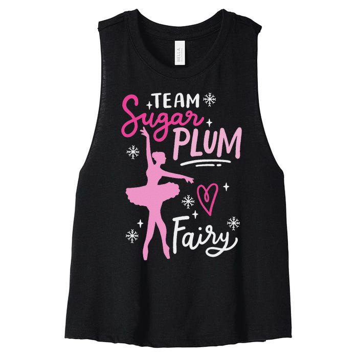 Team Sugar Plum Fairy Nutcracker Ballet Dance Christmas Girl Women's Racerback Cropped Tank