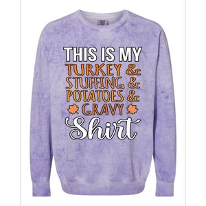 Turkey Stuffing Potatoes Gravy Thanksgiving Family Graphic Gift Colorblast Crewneck Sweatshirt