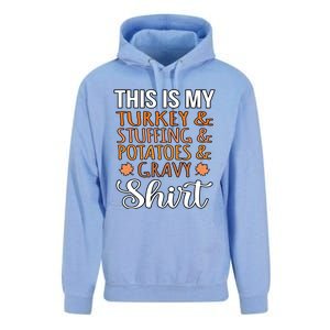 Turkey Stuffing Potatoes Gravy Thanksgiving Family Graphic Gift Unisex Surf Hoodie