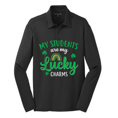 Teacher St Patricks Day My Students Are My Lucky Charms Silk Touch Performance Long Sleeve Polo